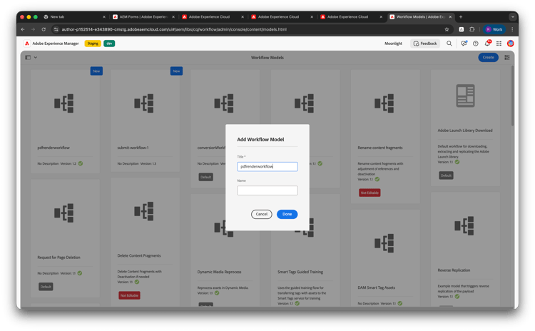 Workflow model Basic tab