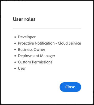 List of user roles
