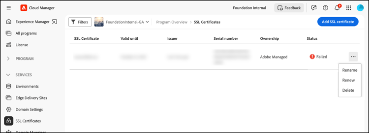 SSL certificate renew
