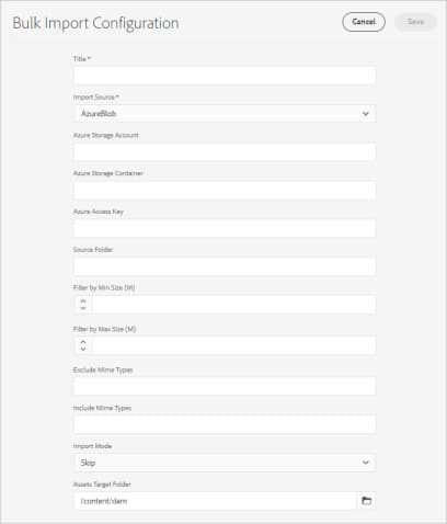 Configuration of bulk importer