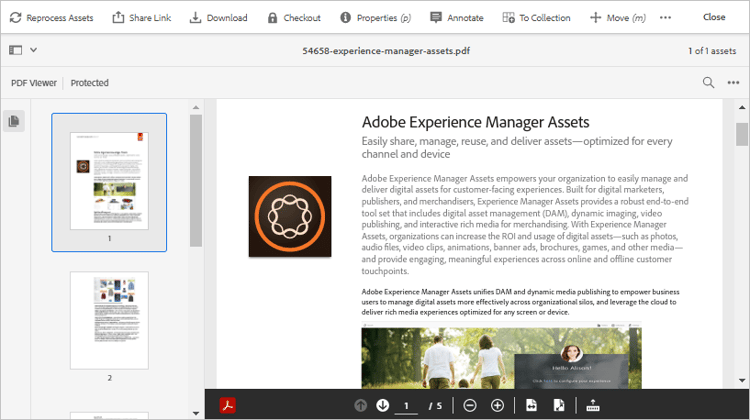 Preview PDF files in Experience Manager using PDF Viewer
