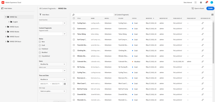 Content Fragment Console