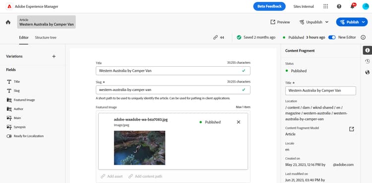 New Content Fragment Editor