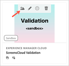 Icon for Cloud Manager's Overview page is shown on the far left of a a toolbar.