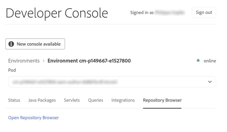 Launch the Repository Browser