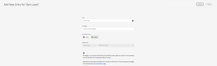 Configure permissions path