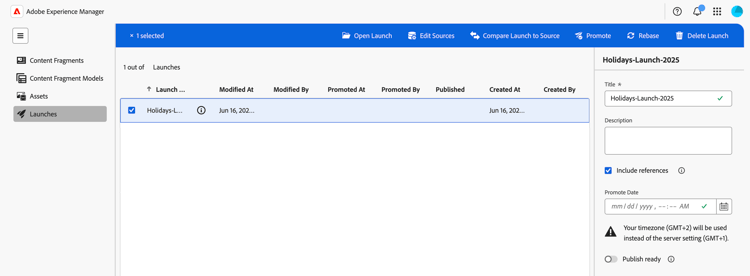Launch actions toolbar in console