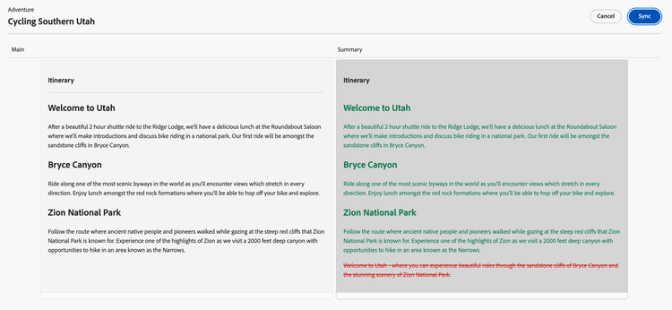 Content Fragment Editor - Compare and Sync