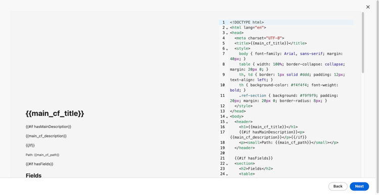 Review HTML template on upload