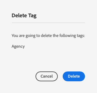 The Delete Tag confirmation modal