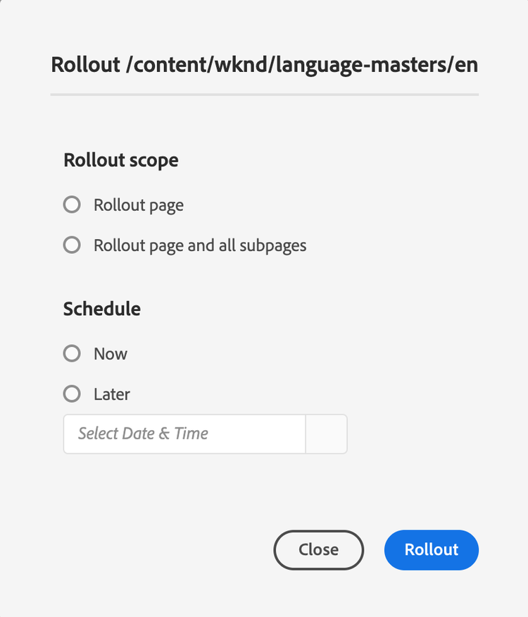 Define rollout scope and schedule