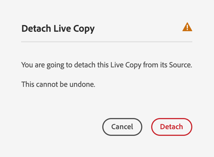 Detaching a Live Copy