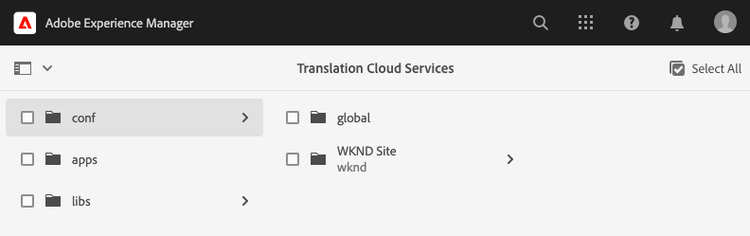 Translation configuration location