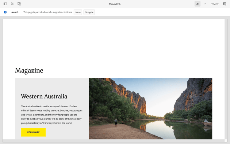 Leave and Navigate launch from Page Editor