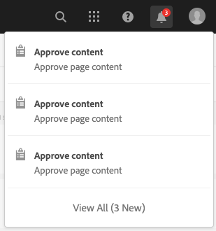 Inbox overview in header