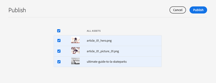 Publishing references with the page