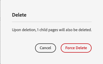 Confirm deletion of children