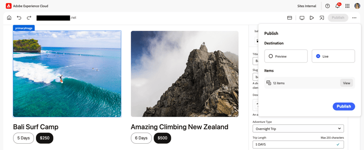 Publishing pages