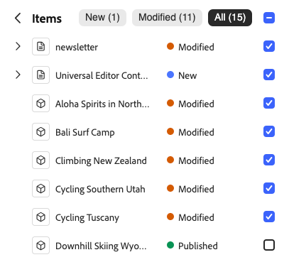 Publish items