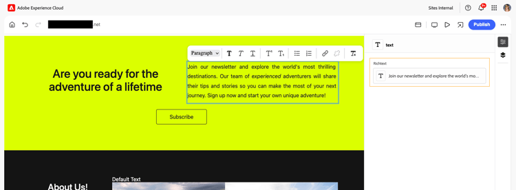 Editing a rich text component