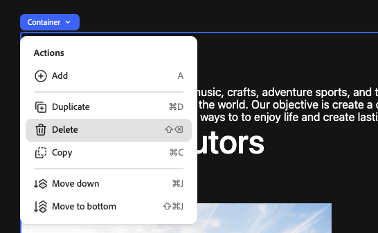 Delete from the context menu