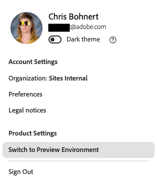 Environment switcher