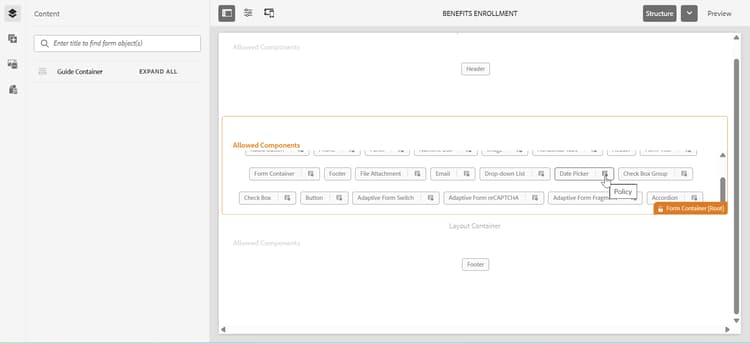 Date Picker template policy
