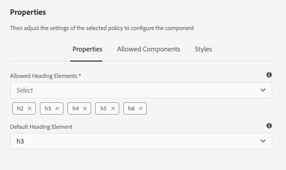 Design dialog properties tab