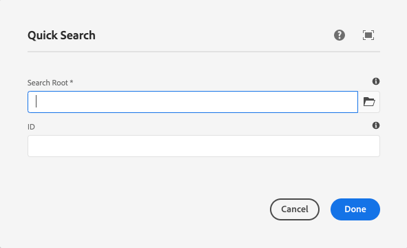 Quick Search Component's edit dialog