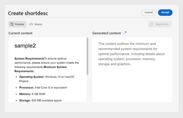 ai assistant create short description editor