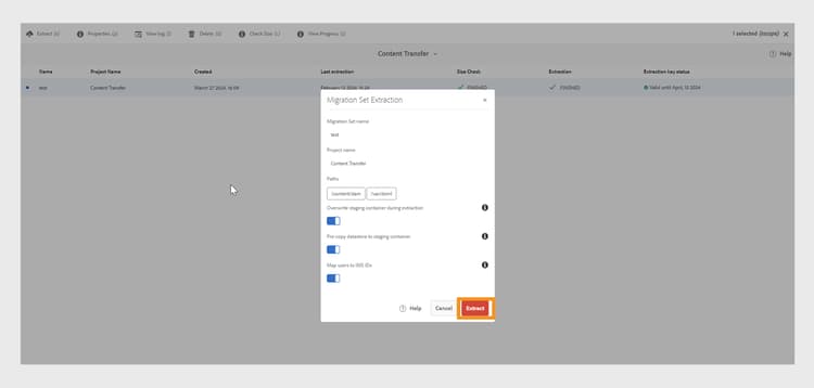 migration set extraction