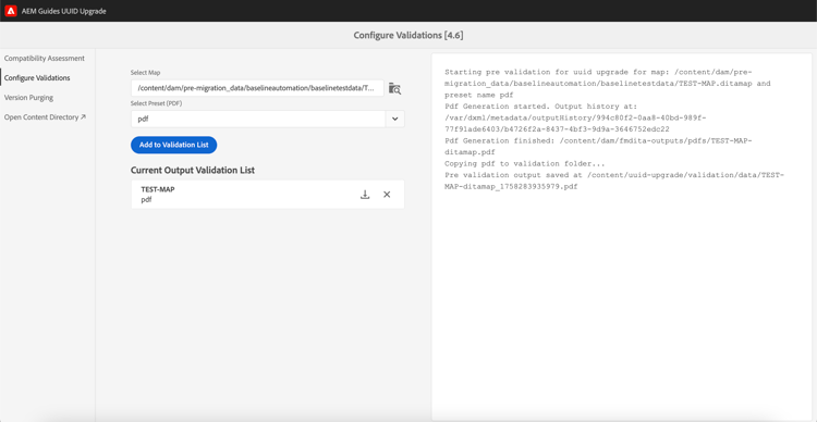 Configure Validations tab in migration