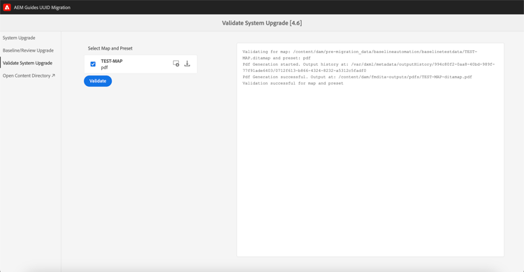 Validate system upgrade tab in migration