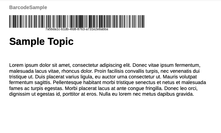 Sample output with barcode