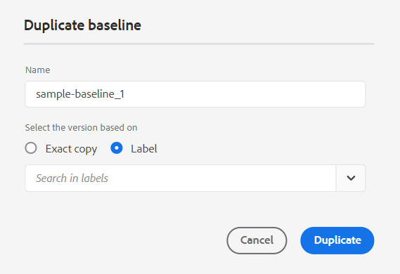 duplicate a baseline