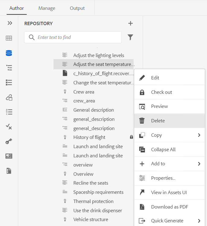 Delete from repository