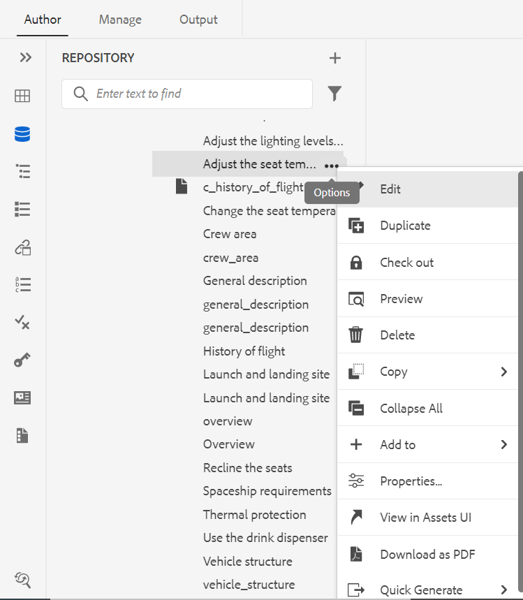 file options menu