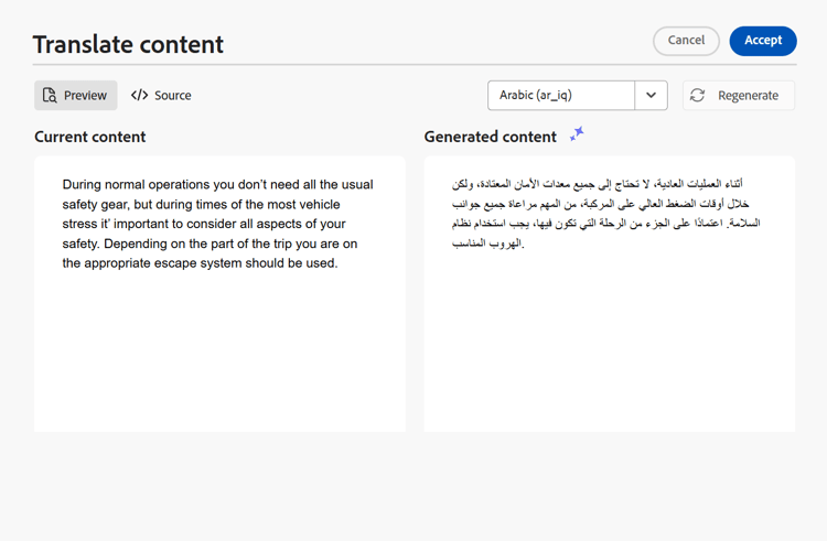 ai assistant translate content