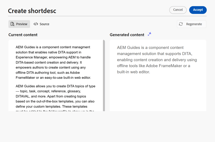 ai assistant create short description editor