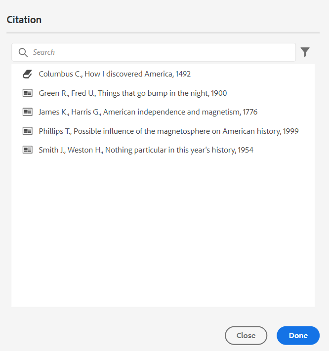 citation dialog