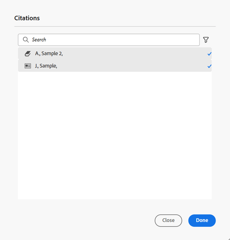 citation dialog