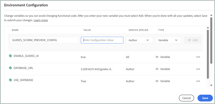 Adding the name of the variable in the name field