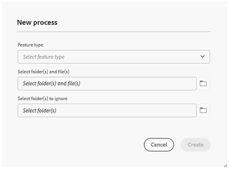 New process dialog for migration