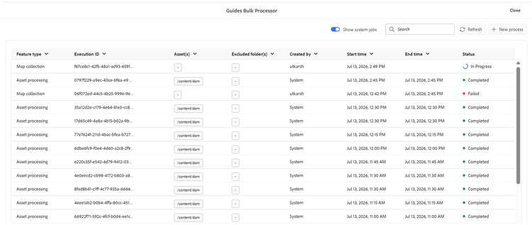 The Guides Bulk Processor window