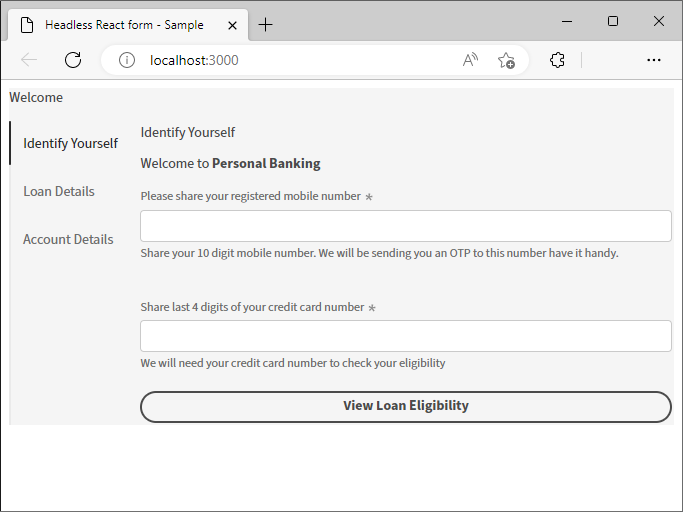 Sample Headless Form