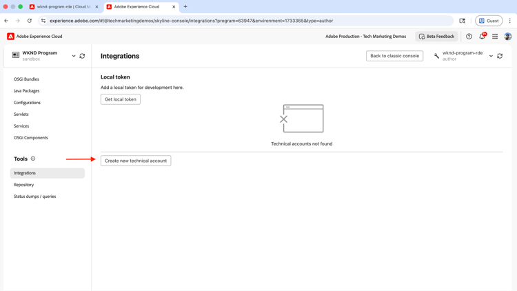 Get service credentials