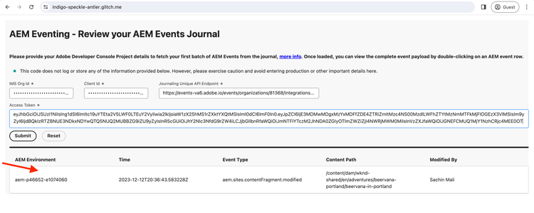AEM Events Journal Data