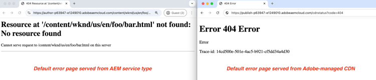 Default AEM Error Pages