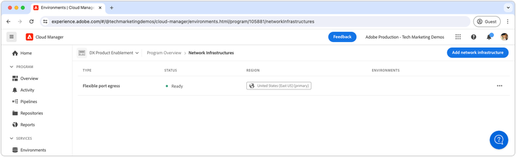 Flexible port egress creation status