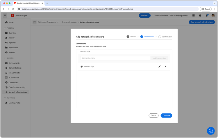 Configure VPN connection